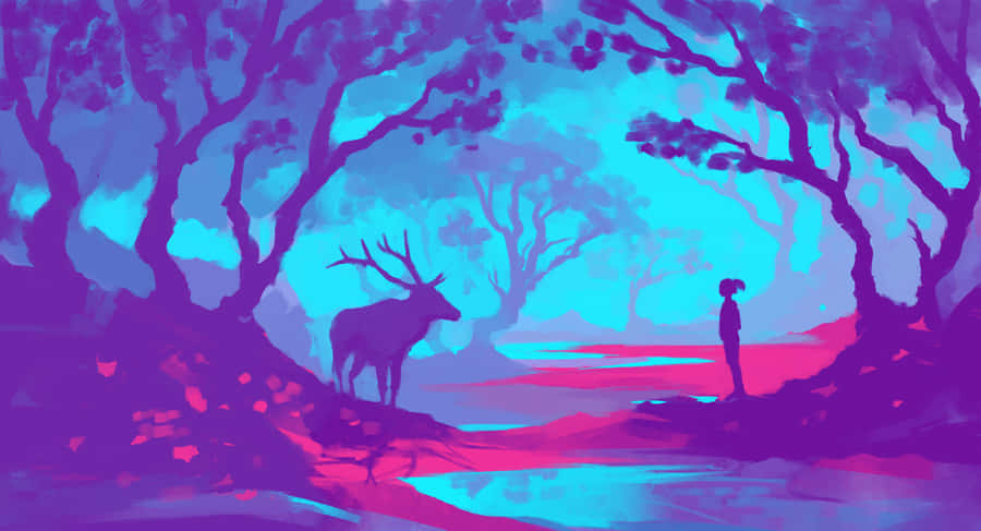 Kid Silhouette 4k Painting Wallpaper