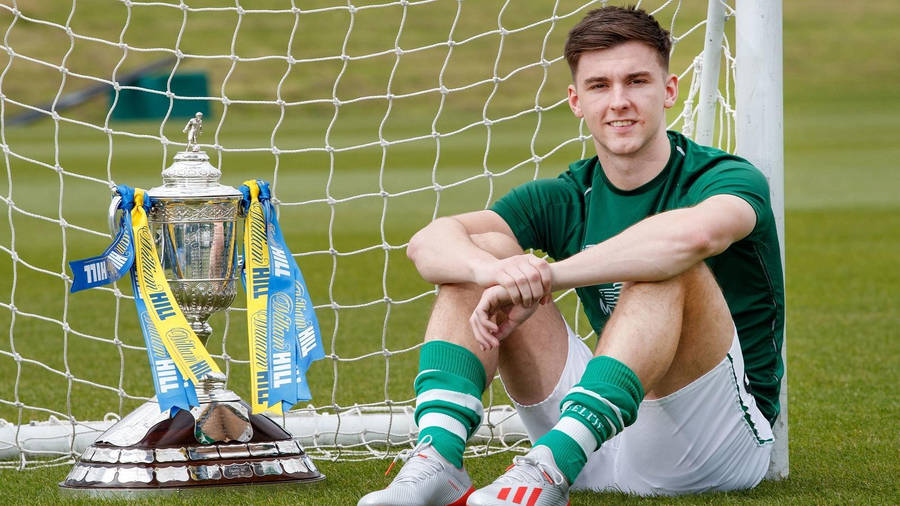 Kieran Tierney Leaning On Goal Posts Wallpaper