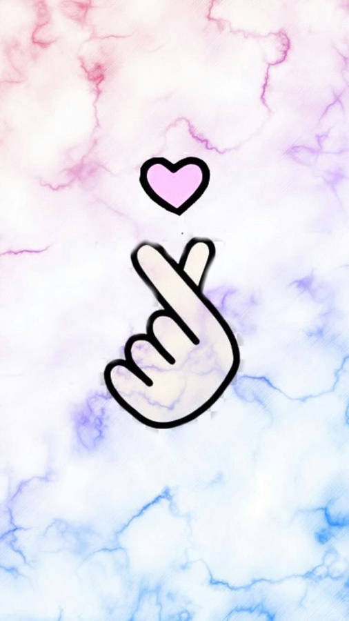 Korean Finger Heart Graphic Art Wallpaper