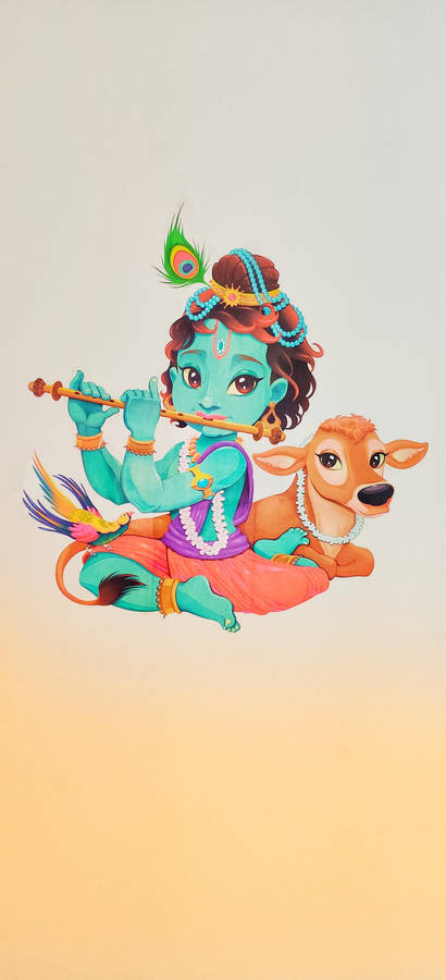 Krishna Hd Baby Cow Wallpaper