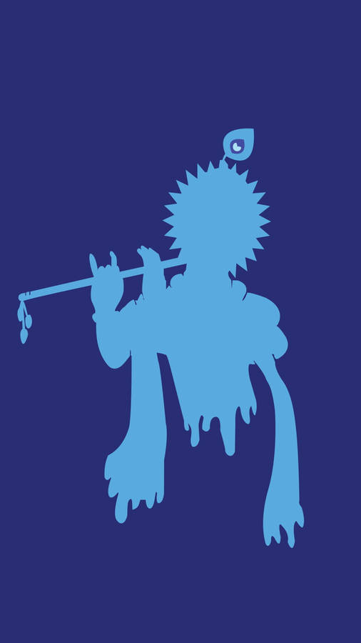 Krishna Phone Minimalist Blue Aesthetic Silhouette Wallpaper