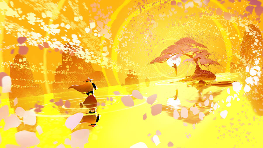 Kung Fu Panda Dragon Warrior With Beautiful Landscape Wallpaper