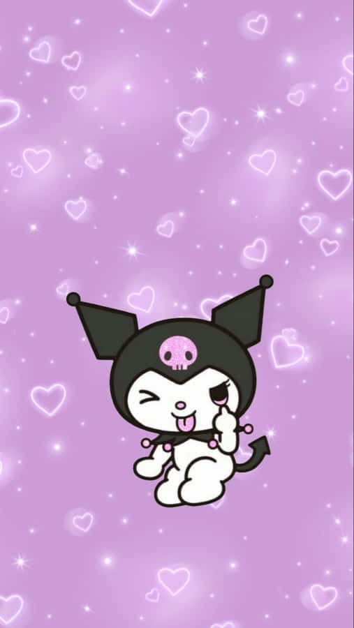 Kuromi Iphone Winkin Tongue Wallpaper