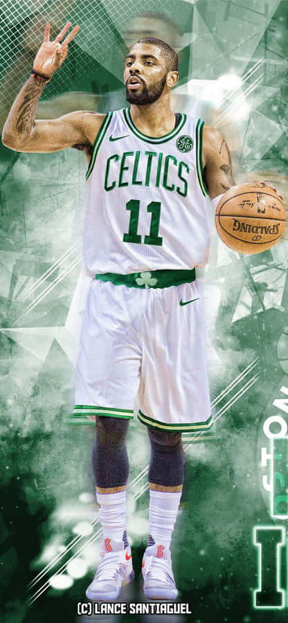 Kyrie Irving Iphone Wallpaper Featuring Toronto Skyline Wallpaper