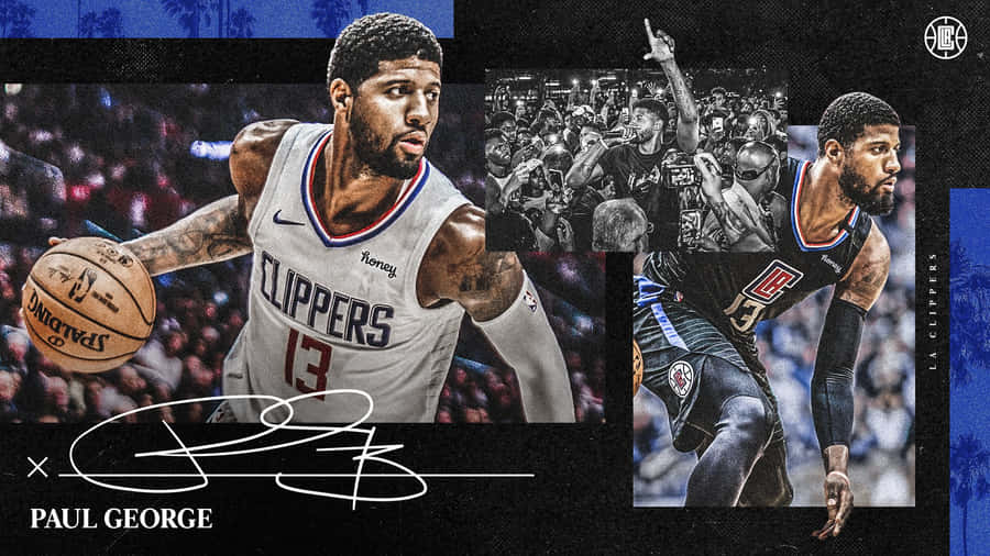 La Clippers Nba Superstar Paul George Illustration Wallpaper
