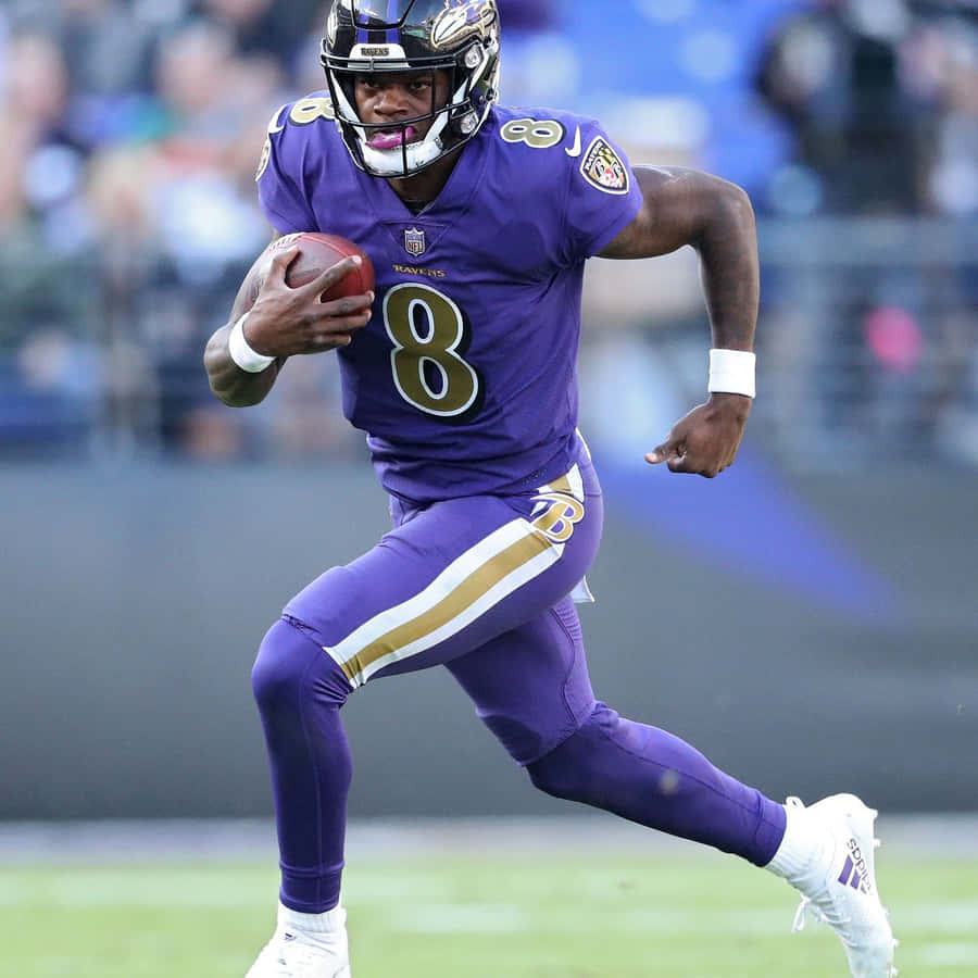 Lamar Jackson In Focus Baltimore Wallpaper