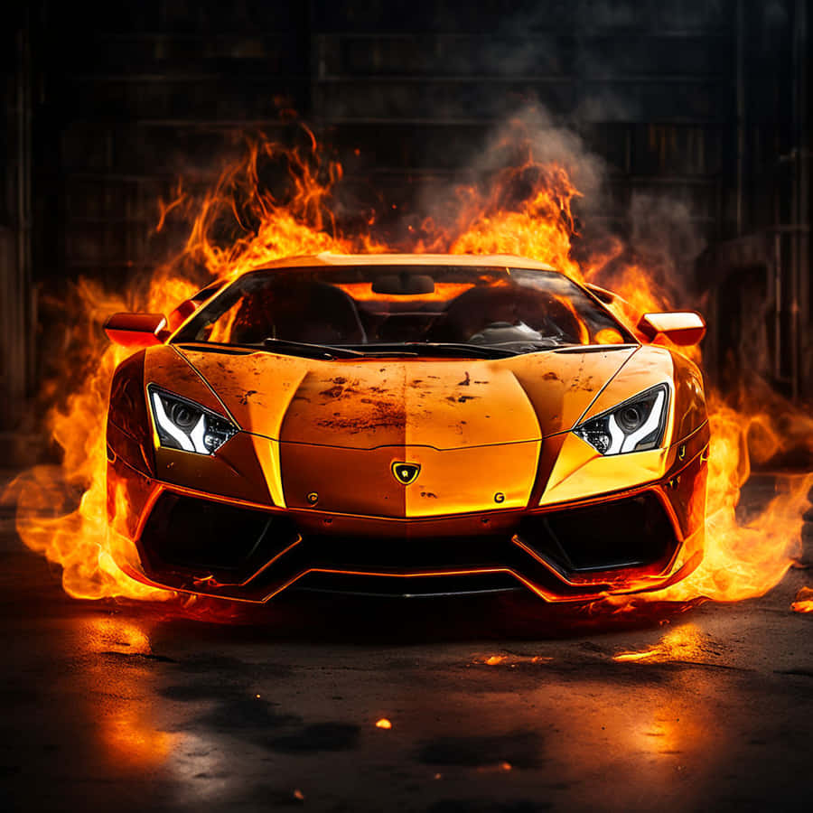 Lamborghini Aventador Engulfedin Flames Wallpaper
