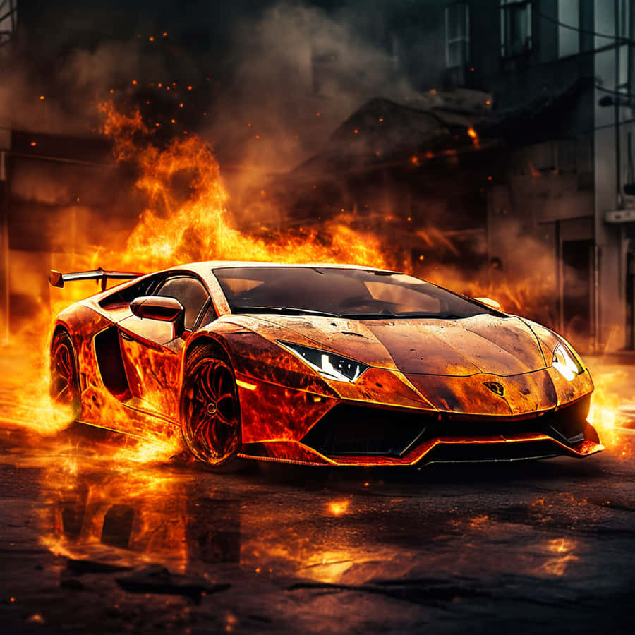 Lamborghini Aventador Engulfedin Flames Wallpaper