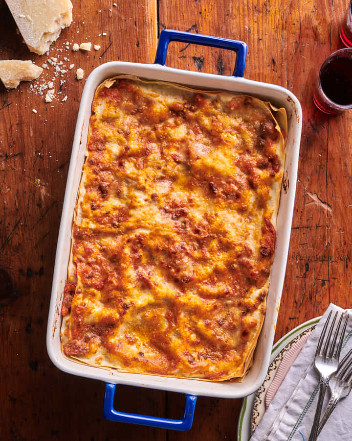 Lasagna Alla Bolognese Flat Lay Wallpaper