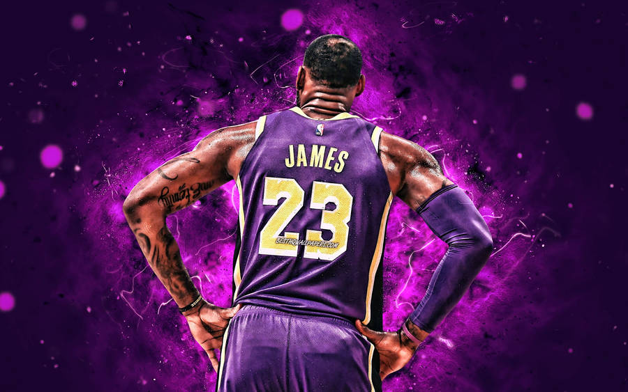 Lebron Nba Purple Lakers Jersey Wallpaper
