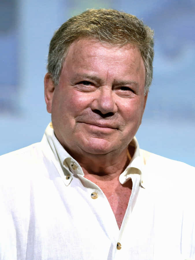 Legendary Actor William Shatner In A Contemplative Pose Wallpaper