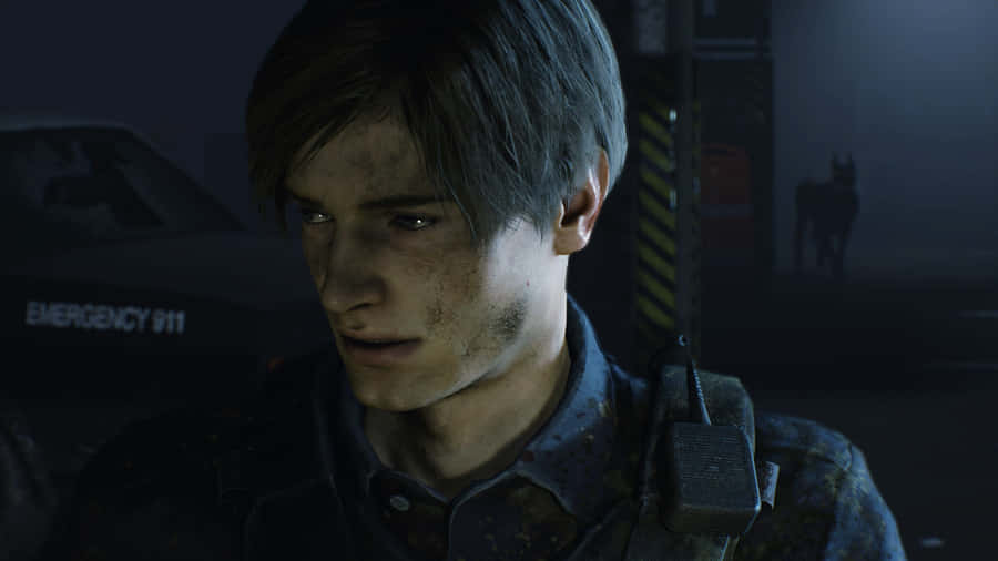 Leon Face Resident Evil 2 Wallpaper
