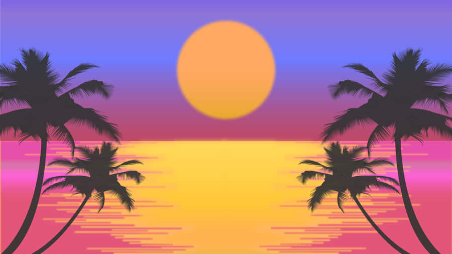 Let's Take A Moment To Enjoy This Beautiful Retro Sunset Wallpaper