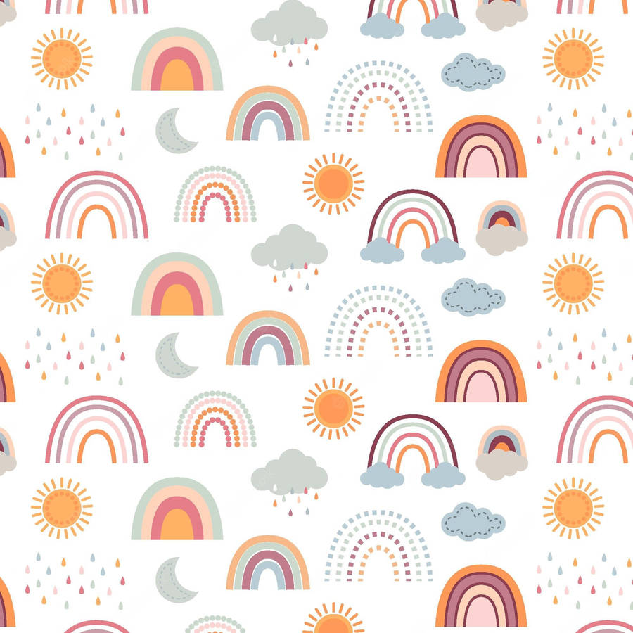 Let The Cheerful Vibes In With This Bold And Beautiful Boho Rainbow Design. Wallpaper