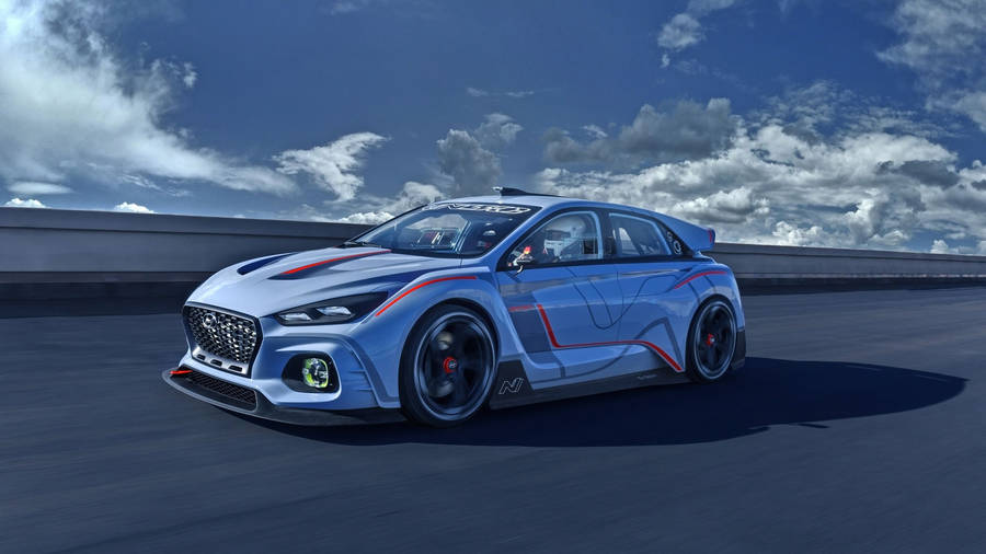 Light Blue Hyundai Racecar Wallpaper