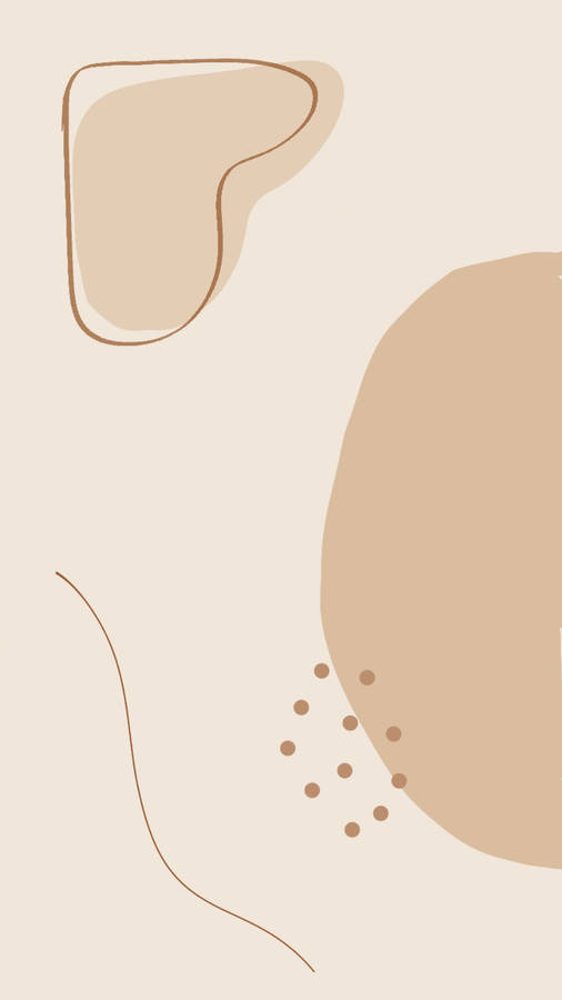 Light Brown Aesthetic Heart And Circle Wallpaper