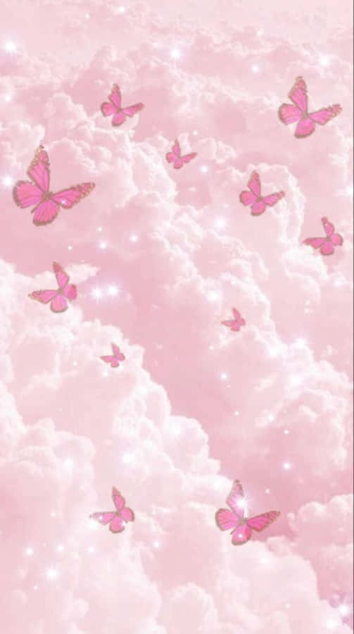 Light Pink Glitter Butterfly Wallpaper