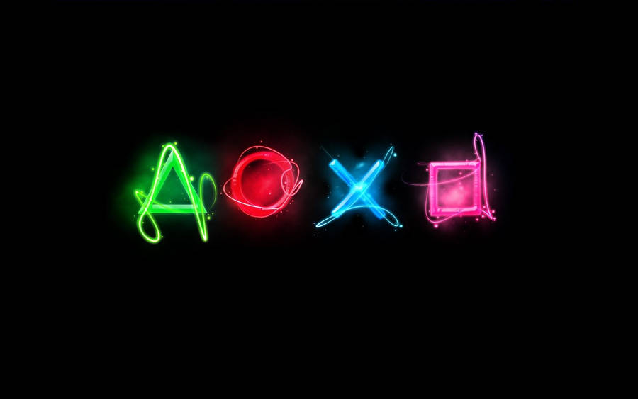 Light Up Your Gaming Experience With The Neon Action Buttons Of The Ps4. Wallpaper