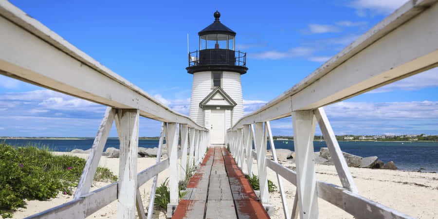 Lighthouse Entryway New England Summer Wallpaper