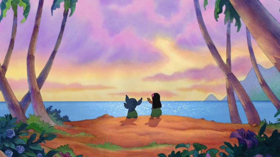 Lilo And Stitch Beautiful Sunset Wallpaper