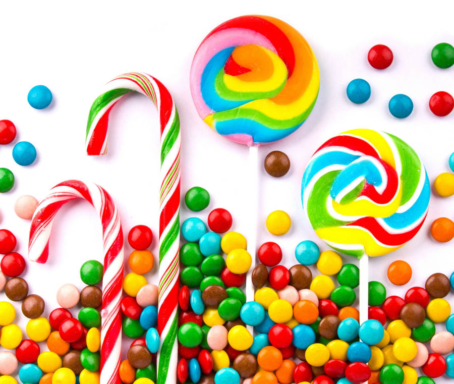 Lollipops And Round Candies Wallpaper