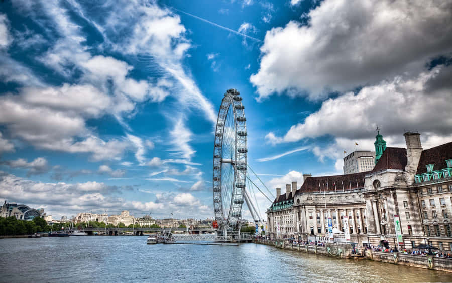 London Eye Under The Cloudy Sky Wallpaper