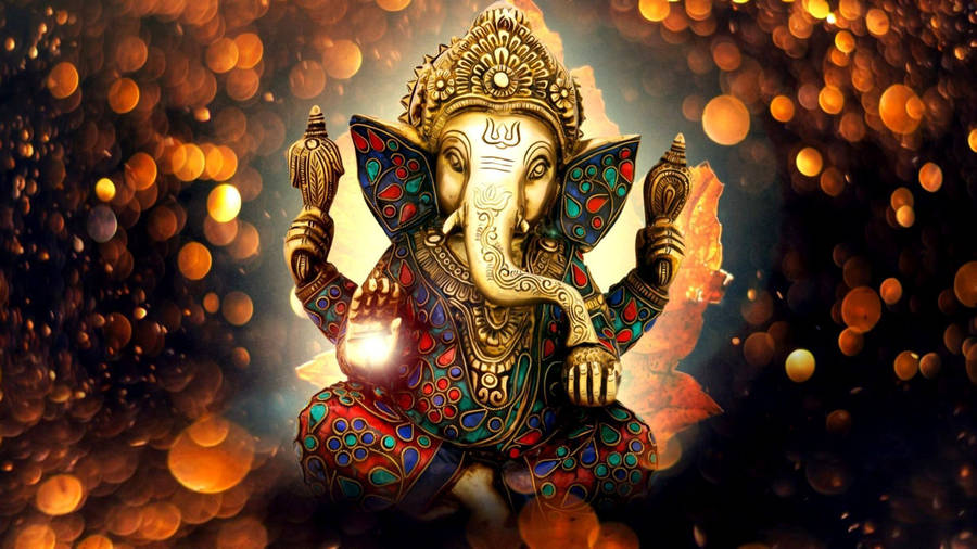 Lord Ganesh Desktop Bokeh Graphic Art Wallpaper