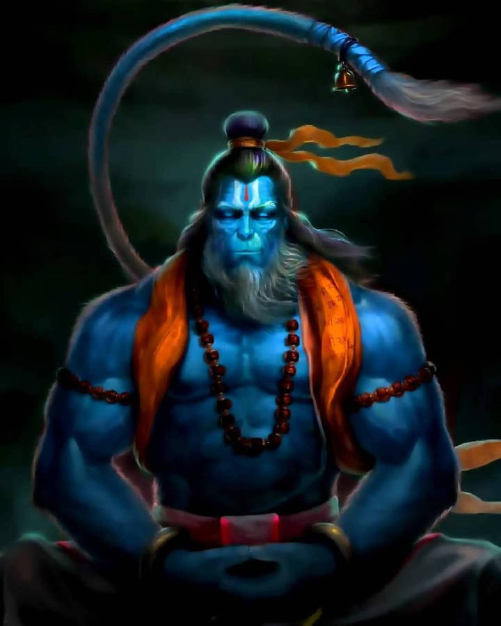 Lord Hanuman 3d Blue Skin Wallpaper