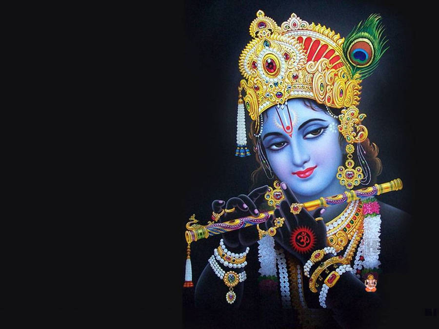 Lord Krishna 4k Black Graphic Art Wallpaper