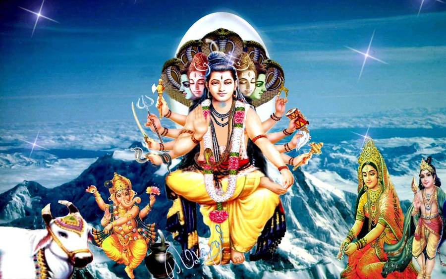 Lord Shiva Family On Mountain Wallpaper