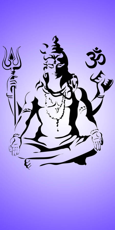 Lord Shiva Mobile Ink Art On Purple Wallpaper