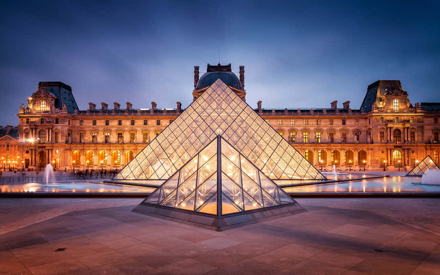 Louvre Museum Symmetrical Plan Wallpaper