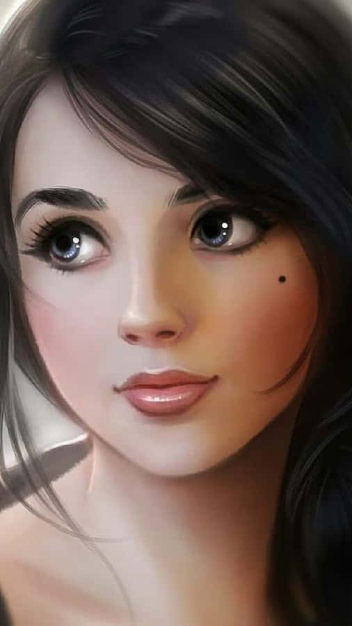 Lovely Cartoon Girl With A Big Smile Wallpaper