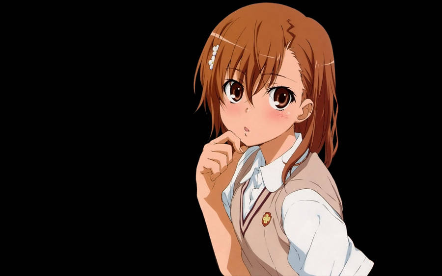 Lovely Misaka Mikoto In School Uniform Wallpaper