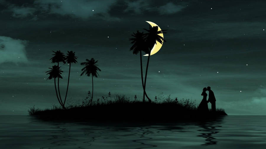 Lovers In Island Google Meet Background Wallpaper