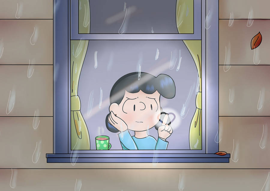 Lucy Van Pelt On Window Wallpaper