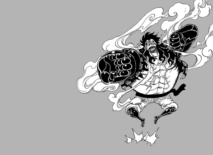 Luffy Takes A Journey In Black And White Wallpaper