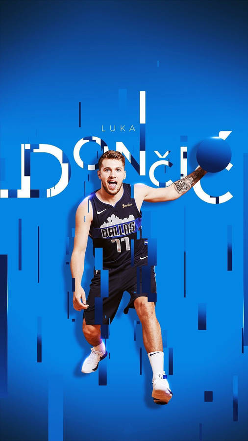 Luka Doncic Blue Glitch Art Wallpaper