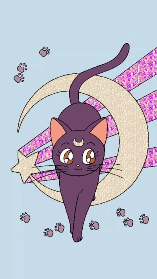 Luna In Front Of Moon Sailor Moon Iphone Wallpaper