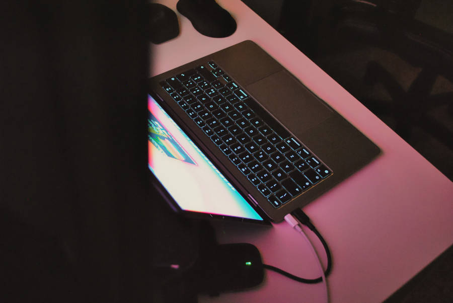 Macbook Air 2020 Pink Backlight Wallpaper