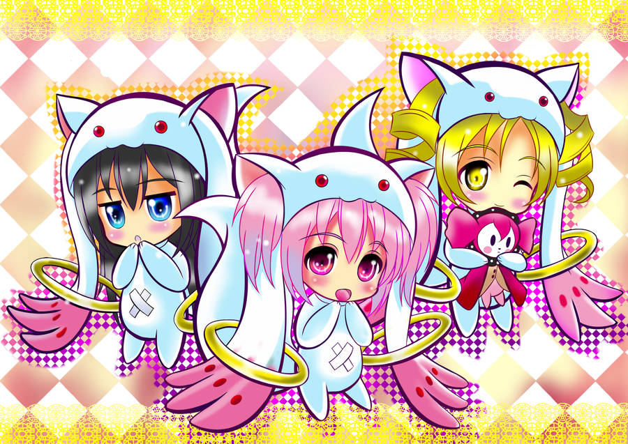 Madoka Magica Chibi Art Wallpaper