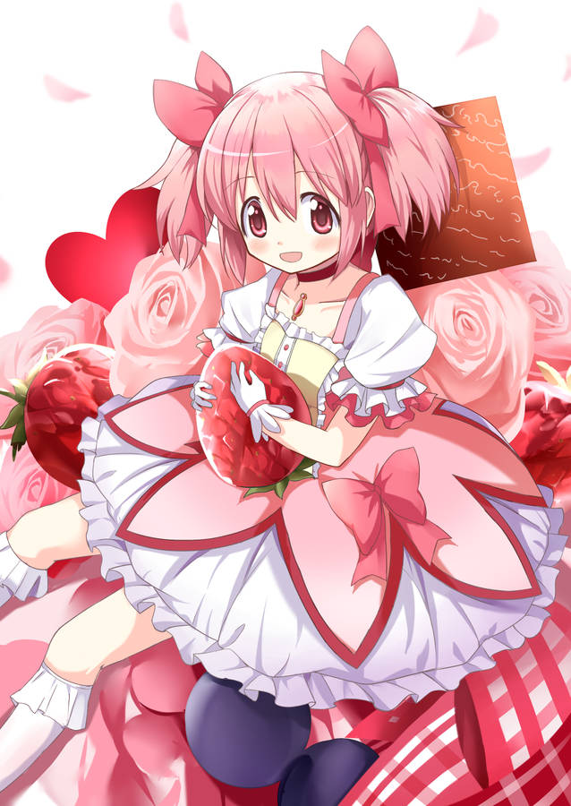 Madoka Magica Kaname And Strawberry Wallpaper
