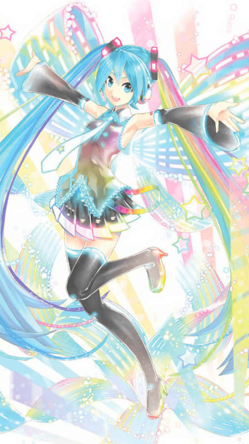Magical And Colorful Hatsune Miku Phone Wallpaper