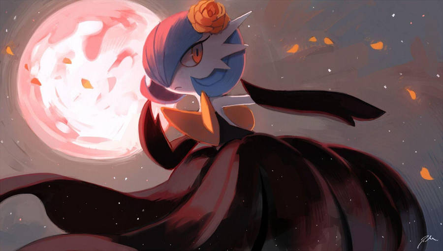 Magical Mega Gardevoir Under A Full Moon Wallpaper