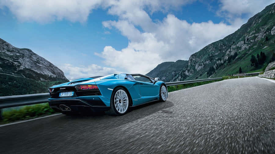 Majestic Blue Lamborghini Aventador In Its Glory Wallpaper