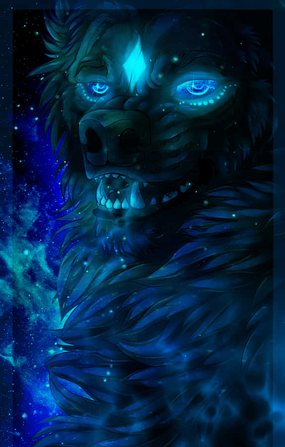 Majestic Cool Blue Wolf Wallpaper