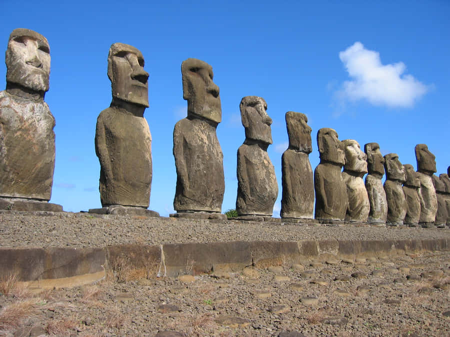 Majestic Moai Statues At Ahu Tongariki Wallpaper