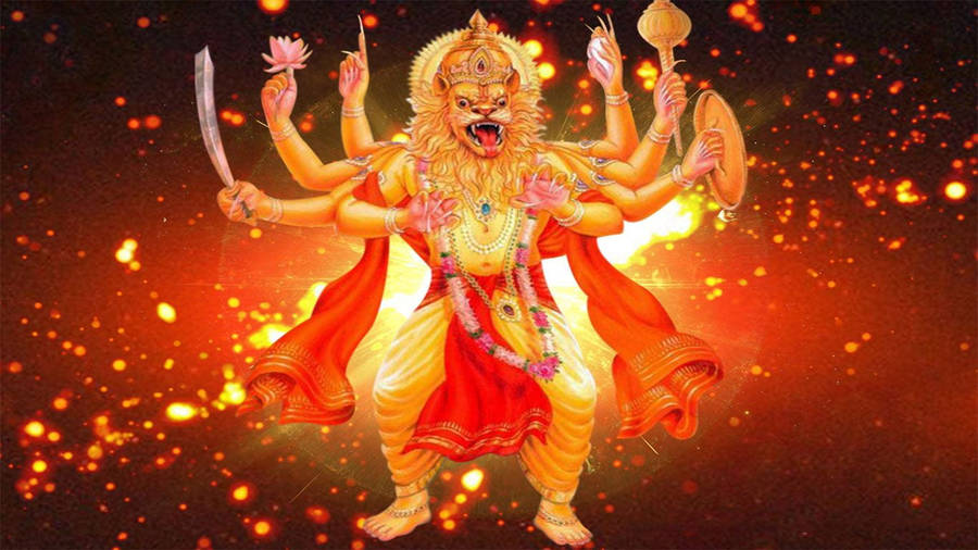 Majestic Representation Of Narasimha Wallpaper