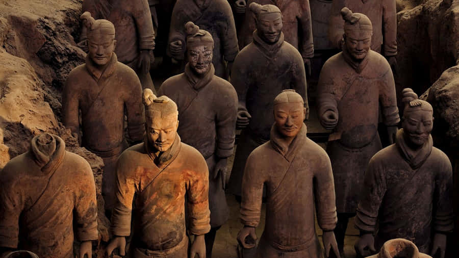 Majestic Terracotta Warriors At Their Museum In China Wallpaper