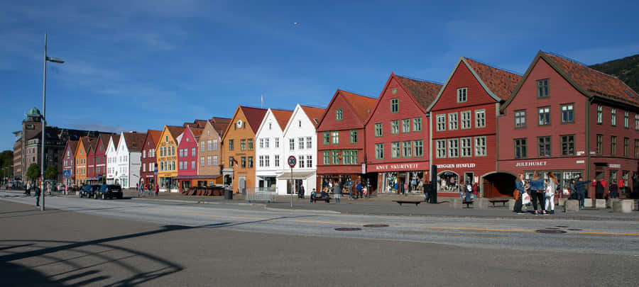 Majestic View Of Historic Bryggen In Bergen, Norway Wallpaper